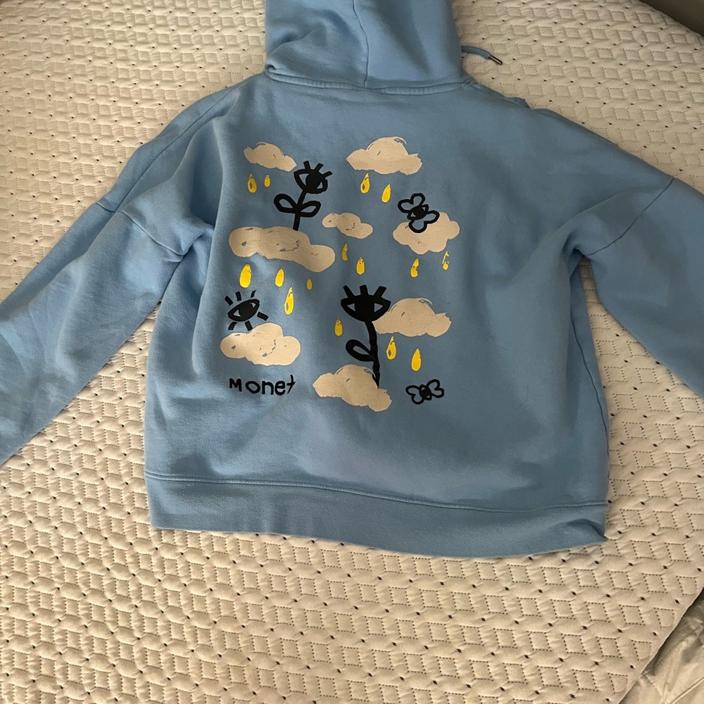 Monet Kids Sky Blue Hoodie with Cloud Design